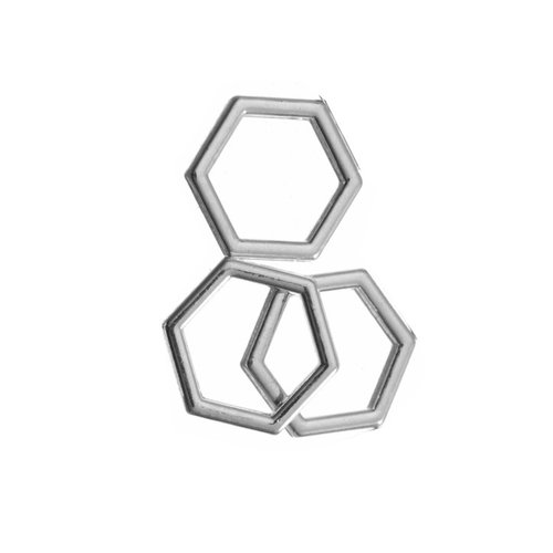 Connecteur hexagone, hexagonal, 10x11 mm, lot de 10, pendentif breloque métal argenté (c220)