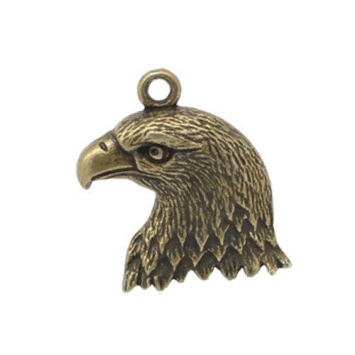 Breloque aigle oiseau, 22x20 mm, métal couleur bronze, vendu à l'unité (947)