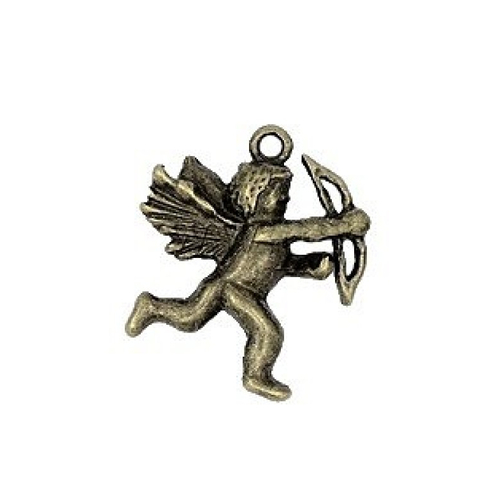 Breloque cupidon ange, 29 x 27 mm, métal couleur bronze, lot de 2 (949)