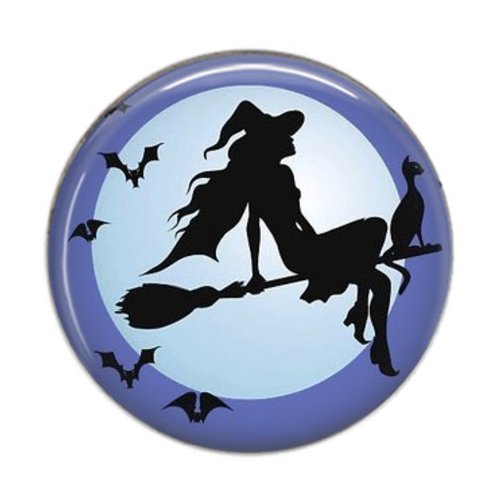 Cabochon résine 25mm rond sorcière halloween 22