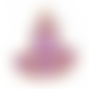 Breloque chapeau violet, paillettes et étoiles, halloween, 21x19mm, métal doré, vendu à l'unité (1052)