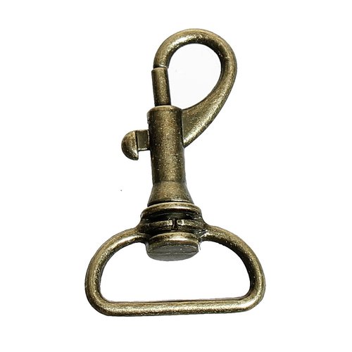 Grand fermoir mousqueton pivotant porte-clé, métal couleur bronze, vendu à l'unité (fe33)