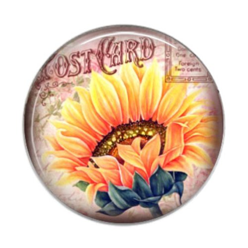 Cabochon résine 20 ou 25 mm à coller fleur vintage timbre 03