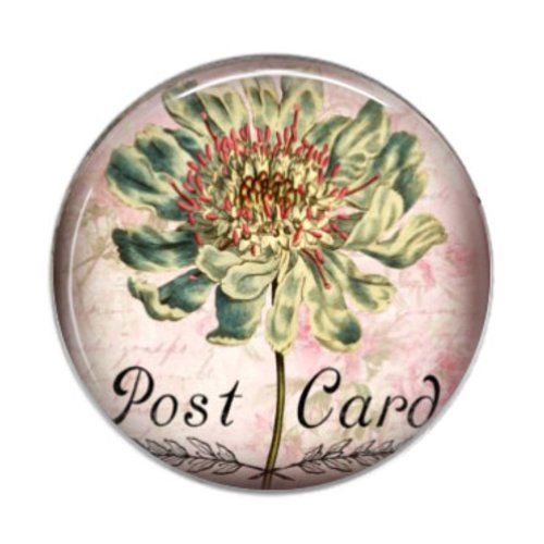 Cabochon résine 20 ou 25mm à coller fleur vintage timbre 02