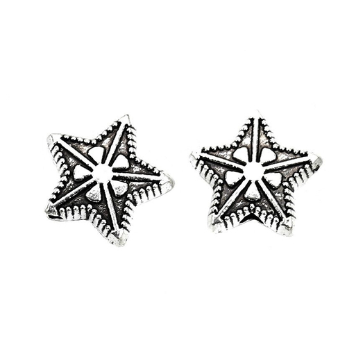 Perle métal étoile, 11 x 10 mm, métal argenté, lot de 5 (pm141)