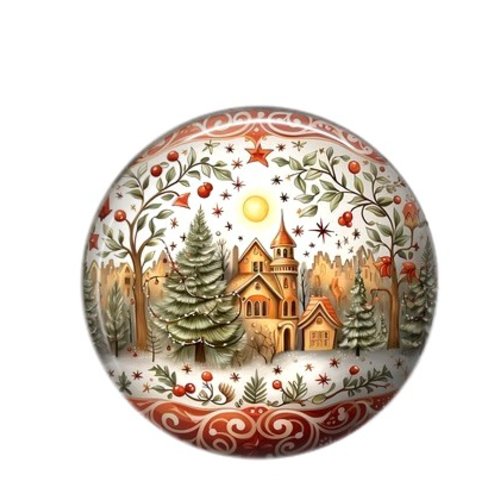 Cabochon rond résine 20 ou 25 mm maison paysage noël 04