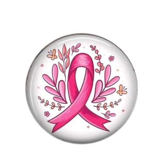Cabochon rond résine 20 ou 25 mm, octobre rose 04