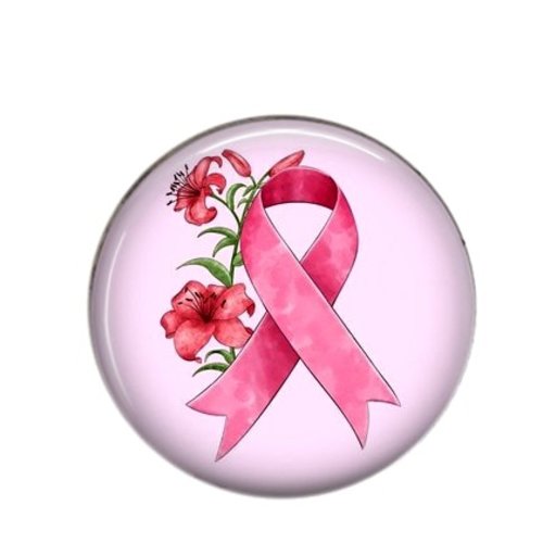 Cabochon rond résine 20 ou 25 mm, octobre rose 09