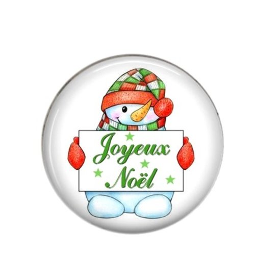 Cabochon rond résine joyeux noël 107