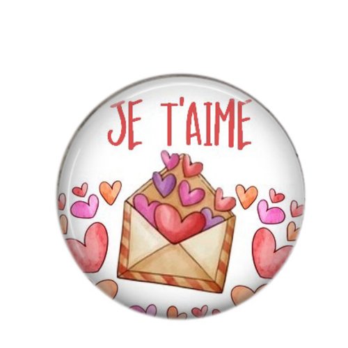 Cabochon rond résine 20 ou 25 mm, coeur love 99