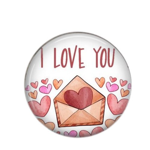 Cabochon rond résine 20 ou 25 mm, coeur love 101