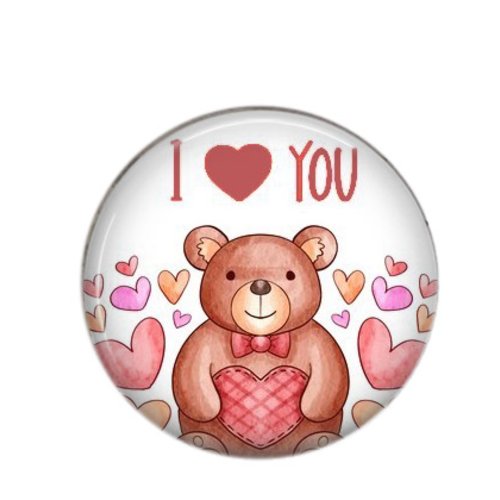 Cabochon rond résine 20 ou 25 mm, coeur love 103
