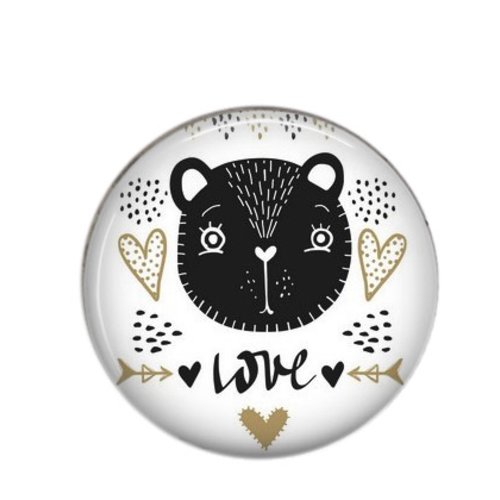 Cabochon rond résine 20 ou 25 mm, coeur love 104