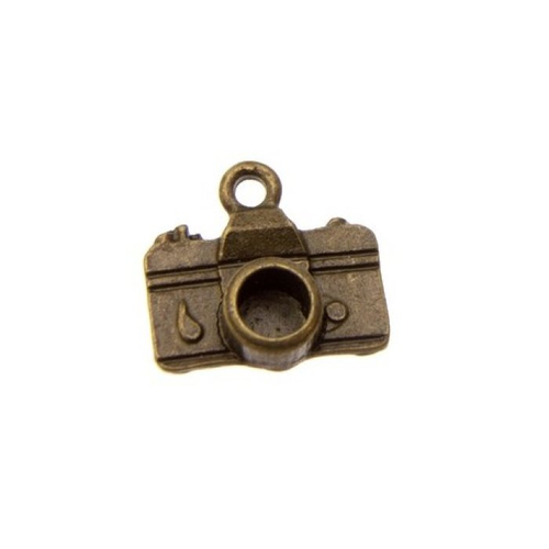 Breloque appareil photo, métal couleur bronze, vendu à l'unité pendentif charms (755)