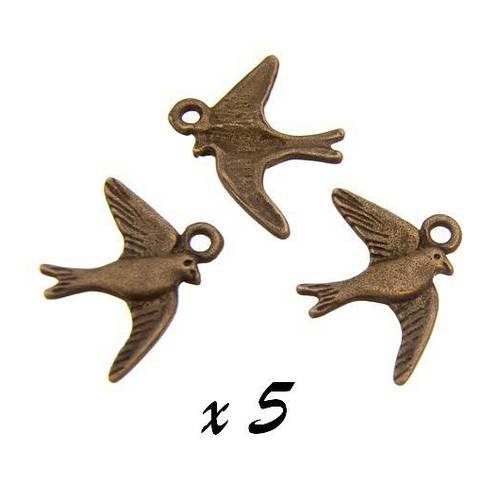 Breloque oiseau bronze (x5) pendentif métal brag-663 