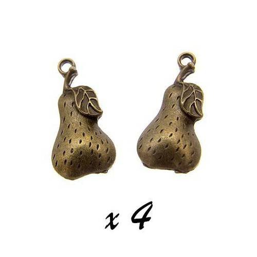 Breloque poire bronze (x4) pendentif métal  brag-628 