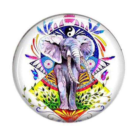 Cabochon rond résine 25mm multicolore 08 éléphant 