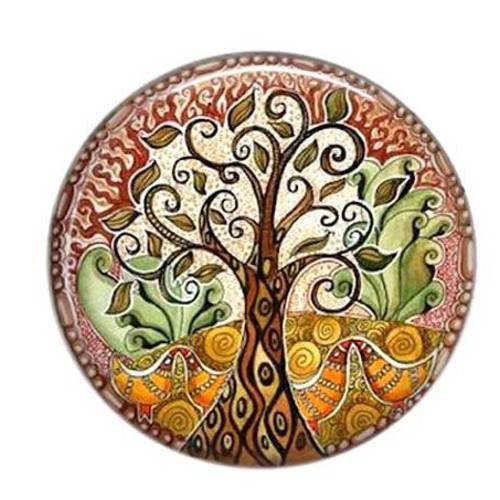 Cabochon rond résine 25mm 06 arbre de vie - tree of life 