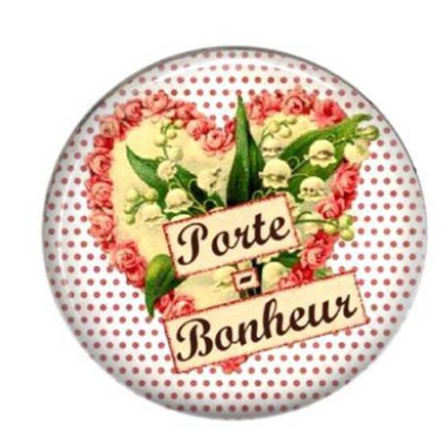 Cabochon résine 25 mm rond bonheur 02 
