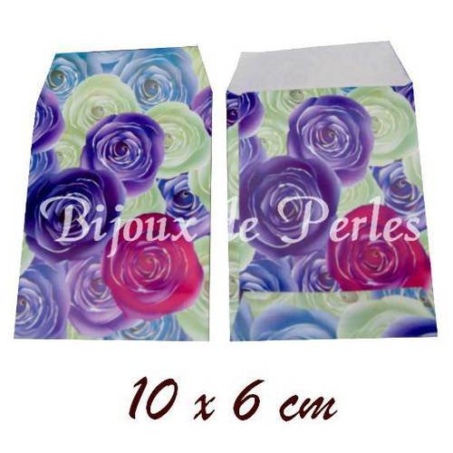 10 x pochette papier glacé cadeaux emco-15 ♥ fleurs rose ♥ 