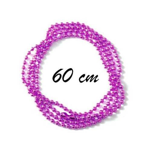 1 collier chaîne à bille 60cm métal violet 