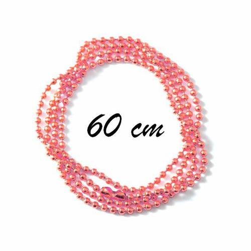 1 collier chaîne à bille 60cm métal rose 