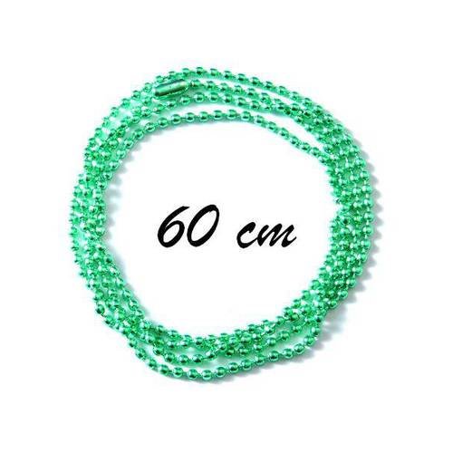 1 collier chaîne à bille 60cm métal vert 