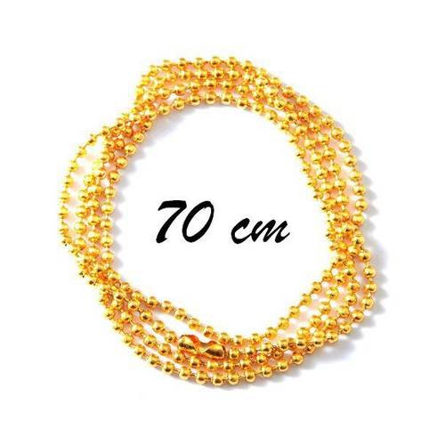1 collier chaîne à bille 70cm métal couleur doré 