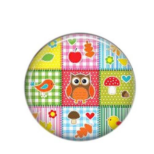 Cabochon résine 25mm rond patchwork enfant 01 