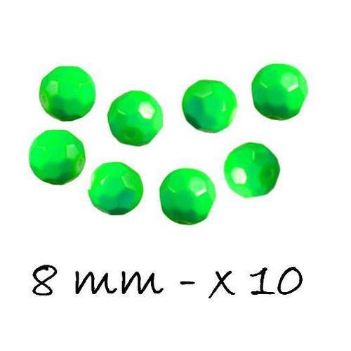 Perle verre ronde 8mm facette vert opaque x10 peve-01 