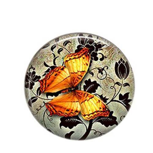 Cabochon rond résine 25mm papillon 13 