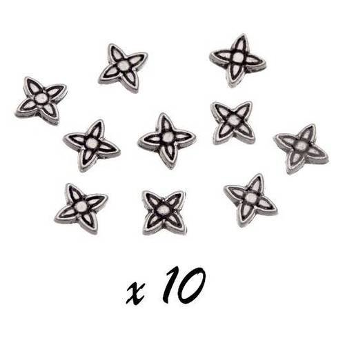 10 x perle intercalaire étoile carré 4mm métal argenté [peme-97] 