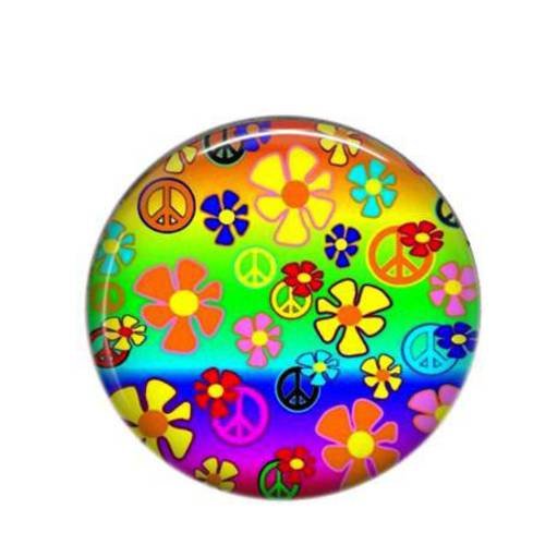 Cabochon à coller rond résine 25mm love peace flower 09 