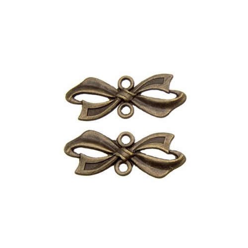 Breloque connecteur noeud, 28 x 11 mm, métal couleur bronze, lot de 4 (c160)