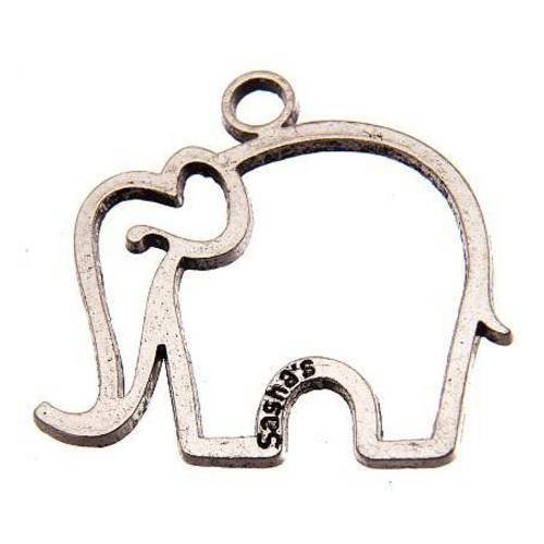 1 pendentif éléphant 35mm métal argenté brag-218 