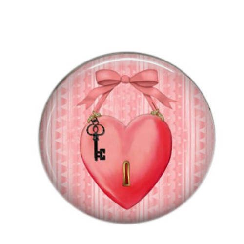 Cabochon rond résine 25mm love coeur 46 