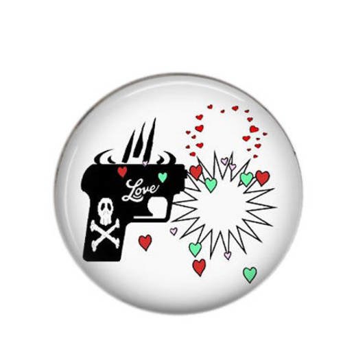 Cabochon rond résine 25mm love coeur 42 