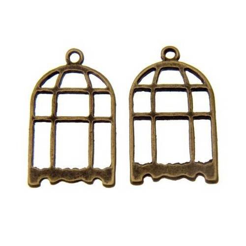 2 x cage à oiseau breloque pendentif métal bronze brag-576 