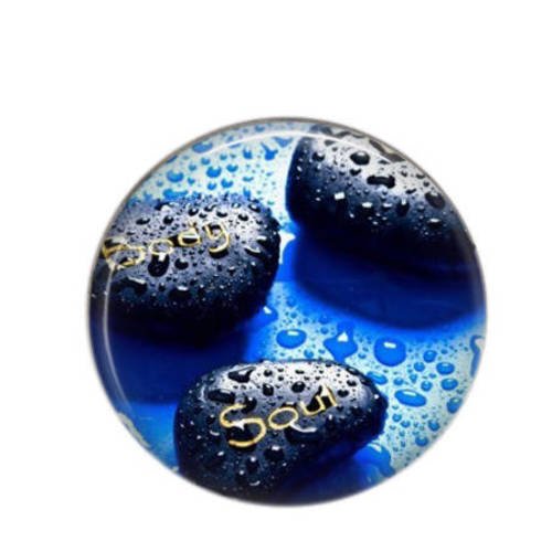 Cabochon rond résine 25mm bleu 19 