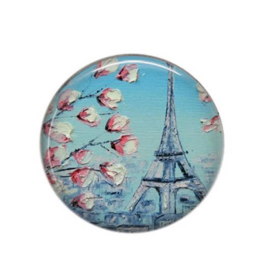 Cabochon rond résine 25mm bleu 15 