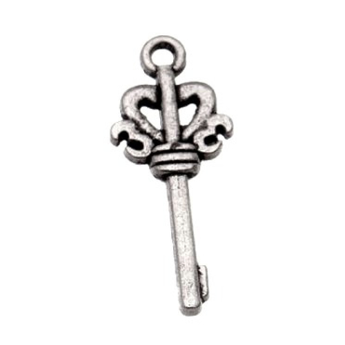 Breloque clé clef, métal argenté, vendu à l'unité (943)