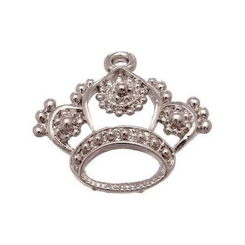 Breloque couronne argenté, pendentif, métal 