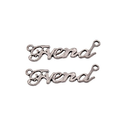 Connecteur "friend"ami mot, 34 x 10 mm, métal argenté, lot de 4 (c111)