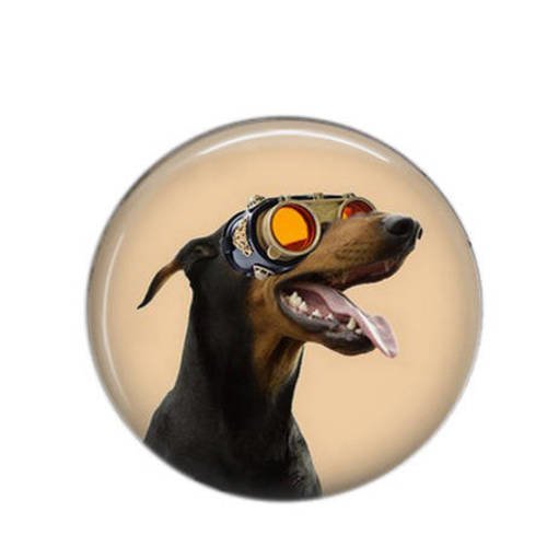 Cabochon rond résine 25mm chien steampunk 02 