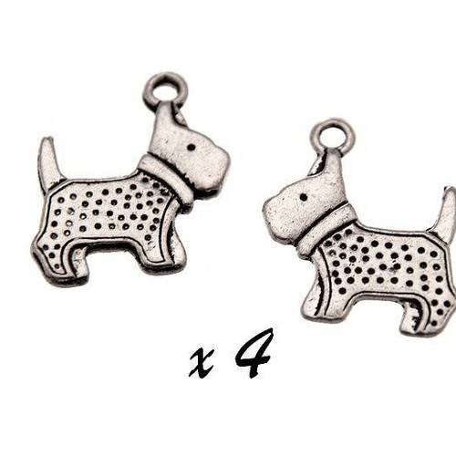4 x breloque chien scottish terrier pendentif métal argenté brag-548 
