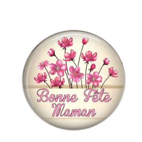 Cabochon rond résine 25mm bonne fête maman 17 