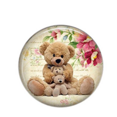 Cabochon rond résine 25mm ourson 03 