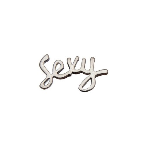 Connecteur mot "sexy", 30 x 16 mm, métal argenté, lot de 2 (c09)