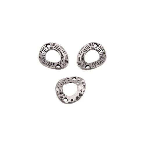 Connecteur forme anneau, 18 x 15 mm,  métal argenté, lot de 6 (c101)