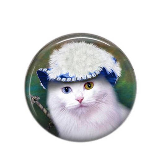 Cabochon rond résine 25mm chat et chapeau 20 